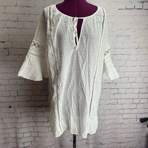 Victoria’s Secret size medium white eyelet beach coverup dress dotted Swiss